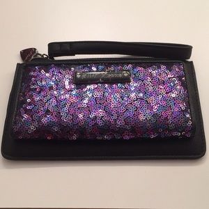 Betsey Johnson black clutch with purple sequin!